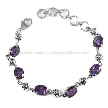 Designer Amethyst Edelstein 925 Sterling Silber Armband Schmuck